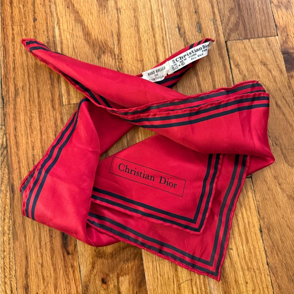 Christian Dior 100% Silk Red Scarf